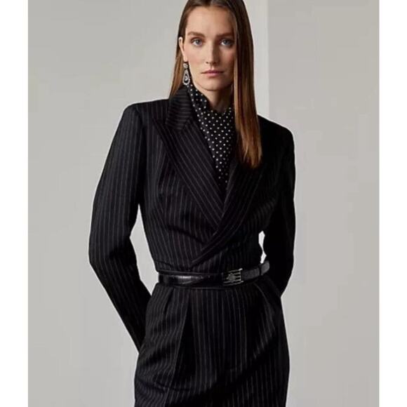 Ralph Lauren Collection Purple Label Pinstripe Blazer Jumpsuit 6 Pant Runway $3k - Picture 3 of 12
